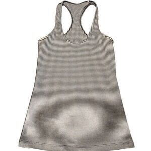 Lululemon Women Striped Activewear Tank Top Racerback Scoop Neck Black White ?